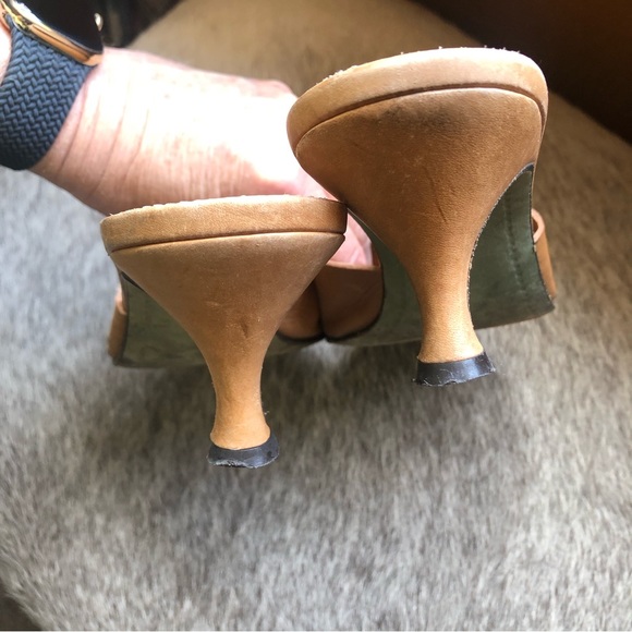 Donald J Pliner Valore slip on mule slide sandal cognac leather kitten heel 9N - Picture 6 of 7